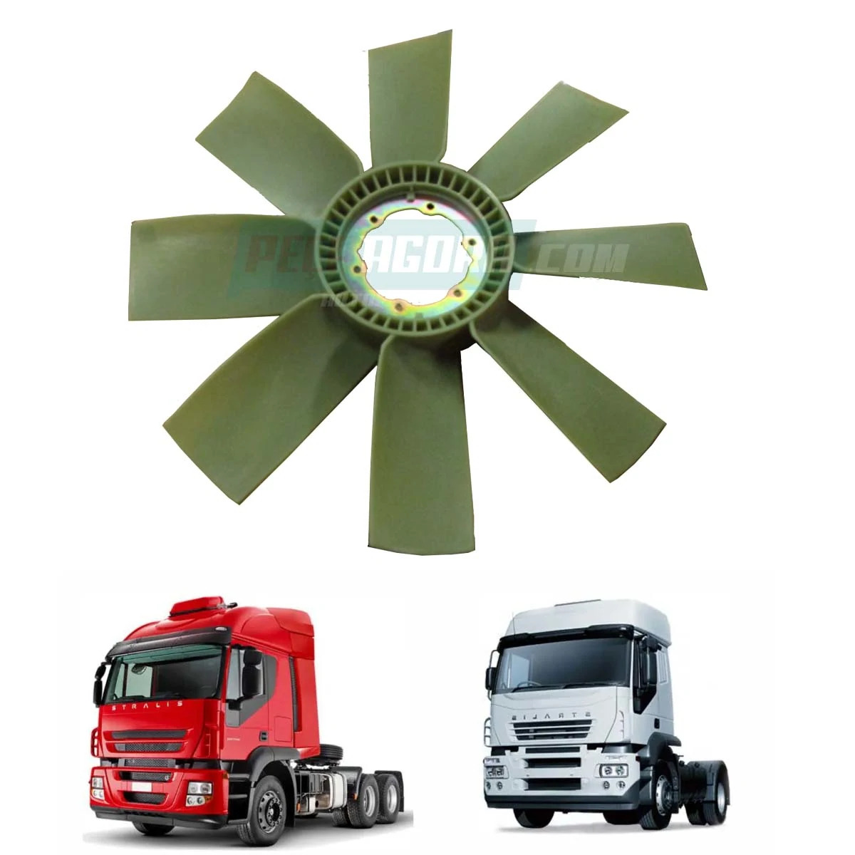 HELICE RADIADOR SEM VISCO PARA IVECO MOTOR CURSOR 13 STRALIS TRAKKER EURO 3 (504