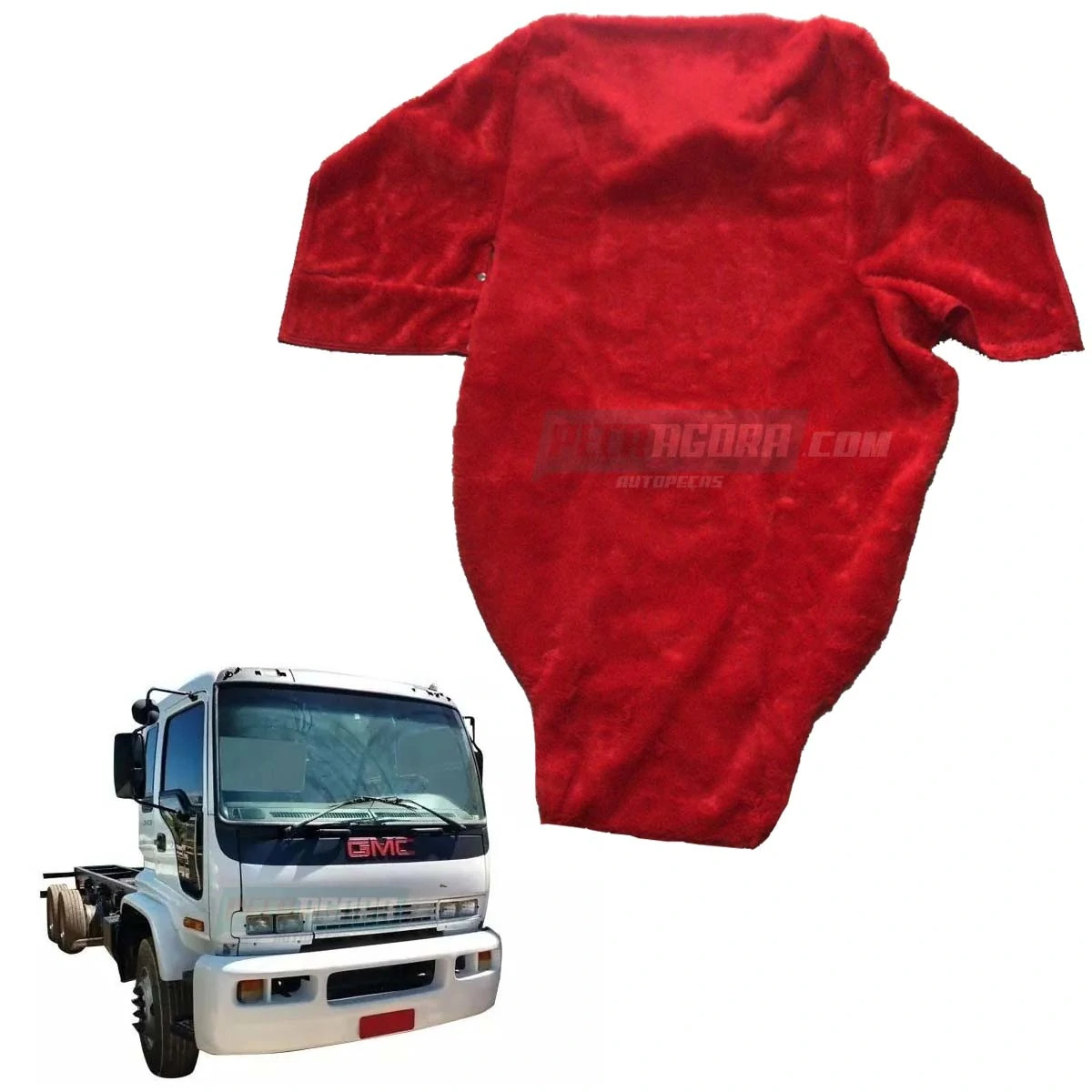CAPA PELUCIA CHINIL BANCO S/LOGO GMC 15.190 C.CHATA SO CARONA GAUCHA VERMELHA (4