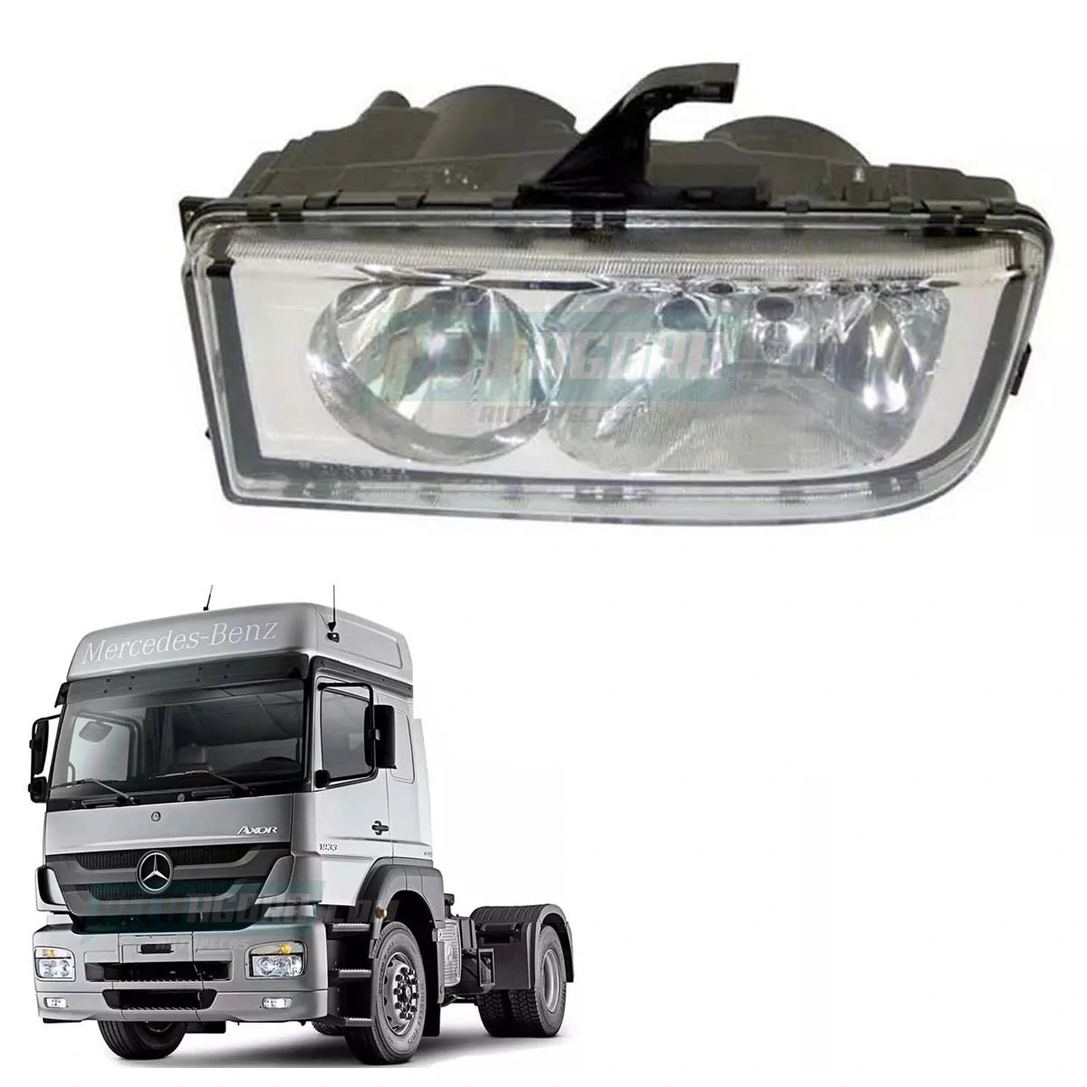 FAROL PRINCIPAL ESQ VIDRO MB AXOR 1933 2035 2040 2044 2535 2540 2640 (9408200161