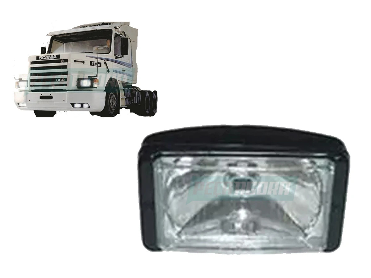 FAROL AUXILIAR LONGO ALCANCE PARA SCANIA T112 T113 - ACO C REGULAGEM 156X94 MM (