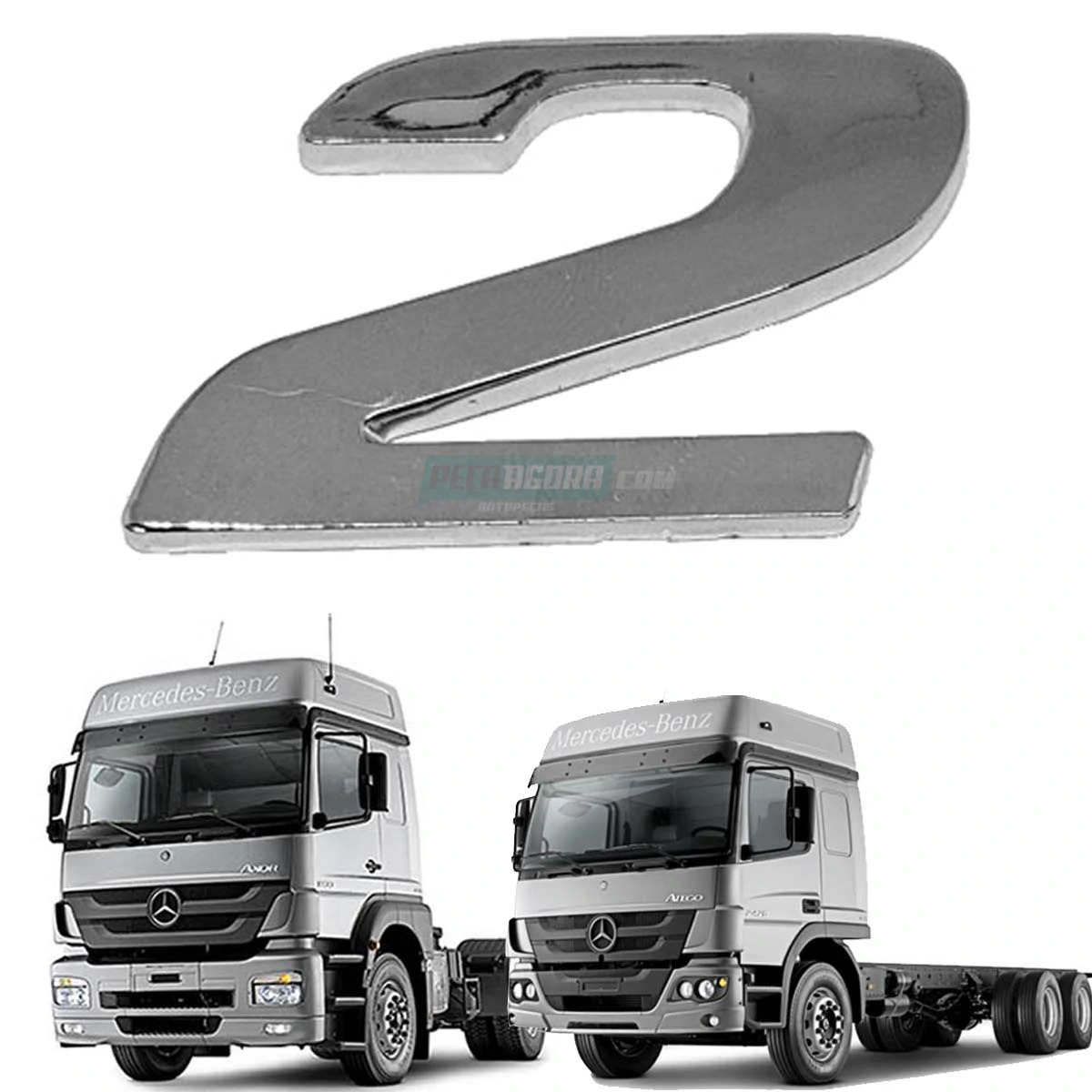 EMBLEMA LATERAL NUMERO 2 CROMADO MB AXOR ATEGO (9438171314|)