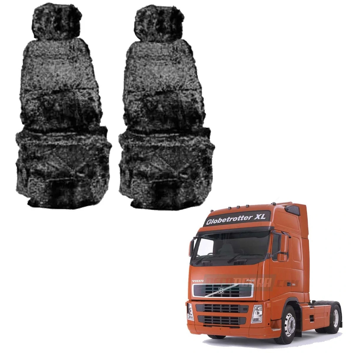 CAPA PELUCIA CHINIL BANCO S/LOGO VOLVO FH MOTORISTA CARONA ATE 2009 GAUCHA PRETA