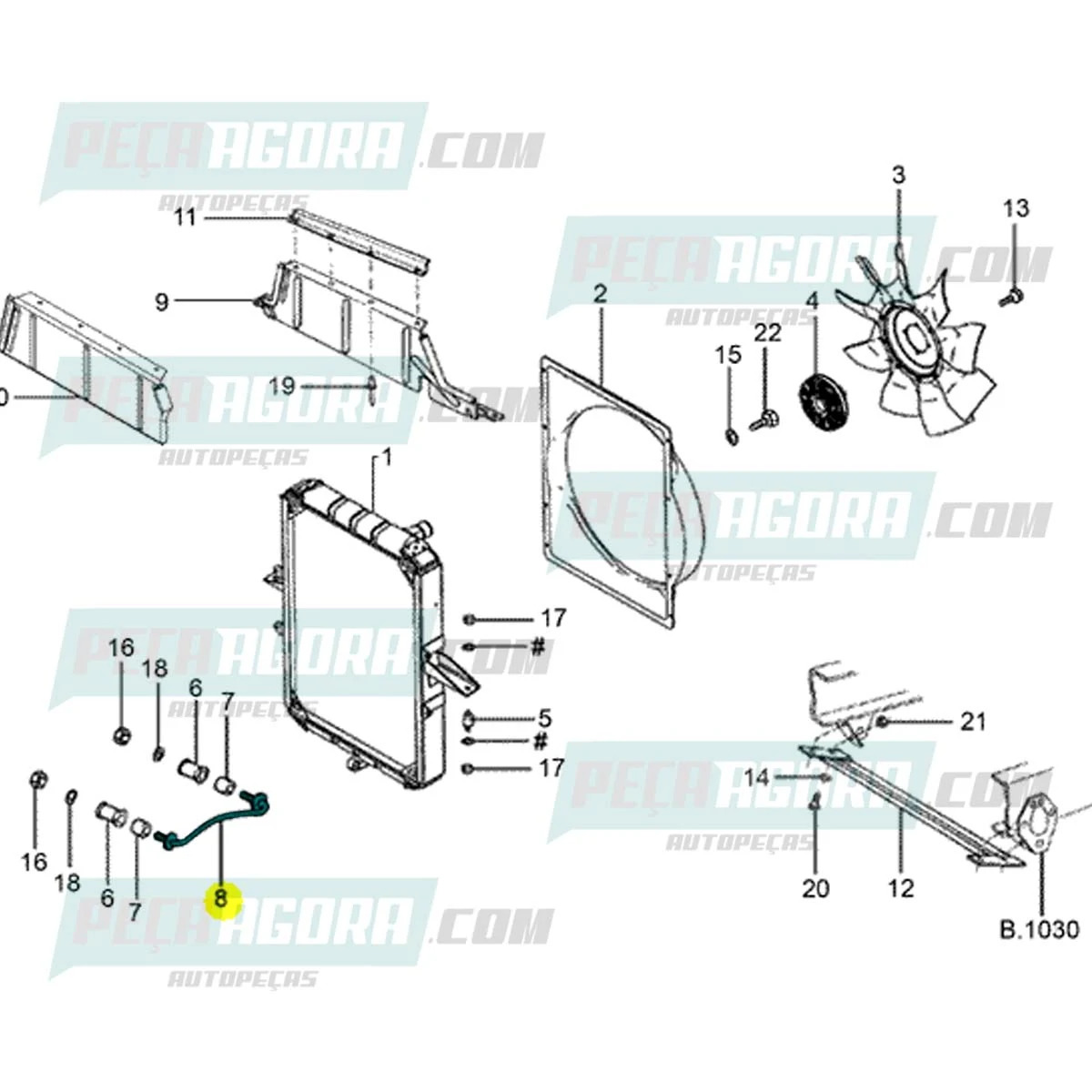 SUPORTE INFERIOR RADIADOR FORD 712 2007 A 2010 814 2000 A 2002 815 2000 A 2005 8