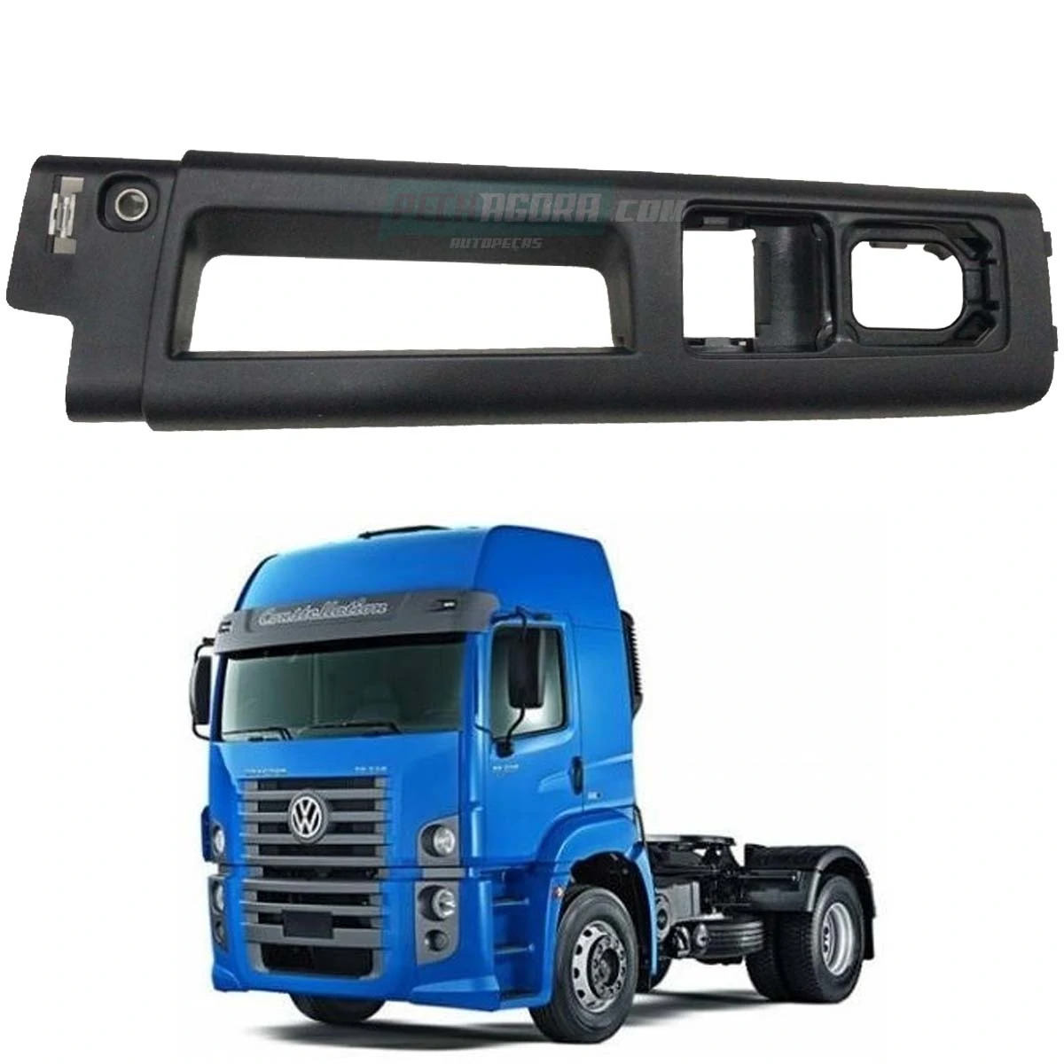 MOLDURA COM CAVA ANTRACITO LE ESQUERDA VW CONSTELLATION 17250E 24250E  2 BOTOES 