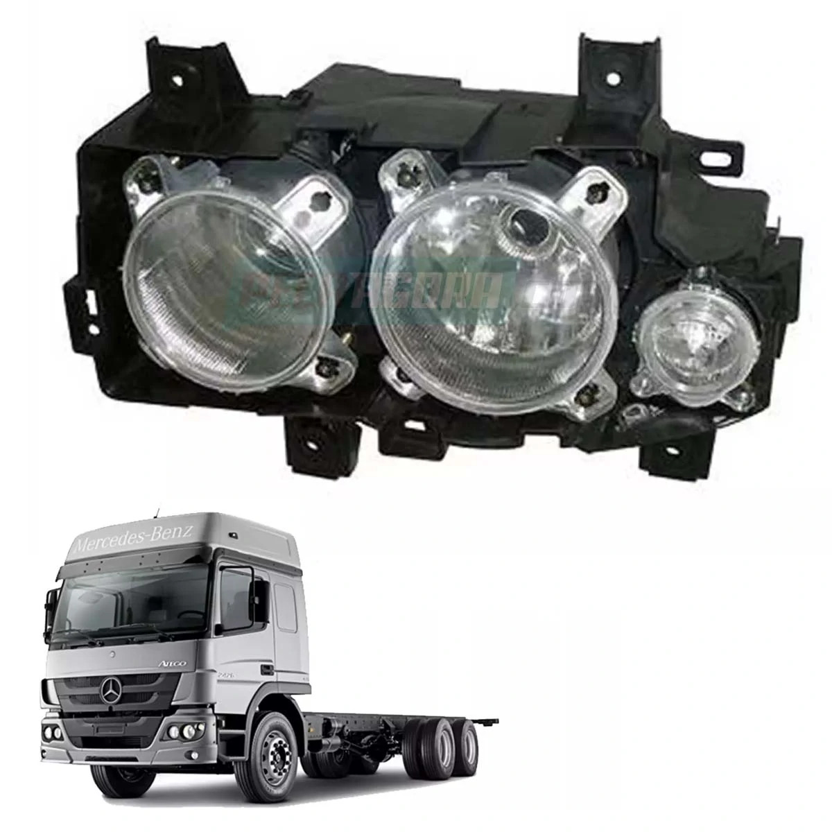 FAROL DIREITO MB ATEGO 2013... H7 COM PISCA E CHICOTE (9588201161-530LD)