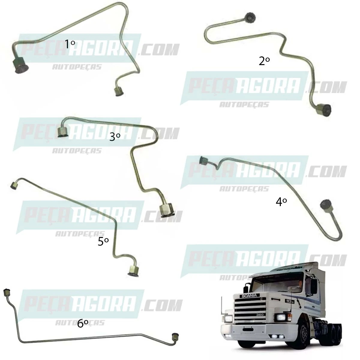 KIT 6 CANO INJETOR PARA SCANIA 113 T R  MOTOR DSC11 (K.365486-365485-365487)
