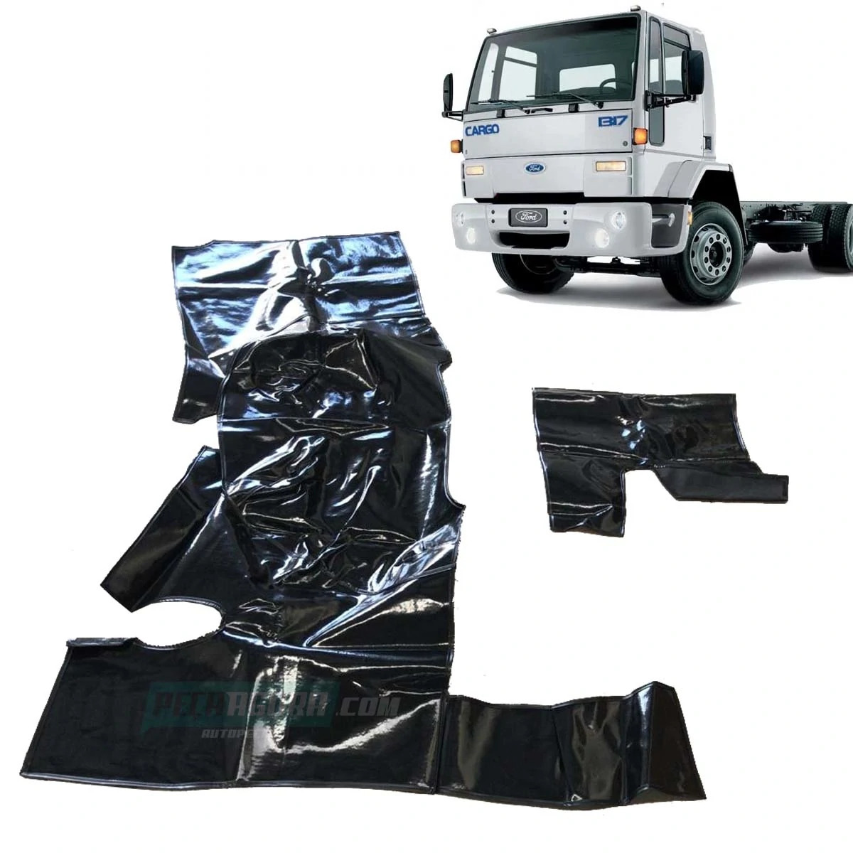 TAPETE VINIL PRETO FORD CARGO 1985 A 2005 MECÂNICOS (87HUE13000P-PUES232P)