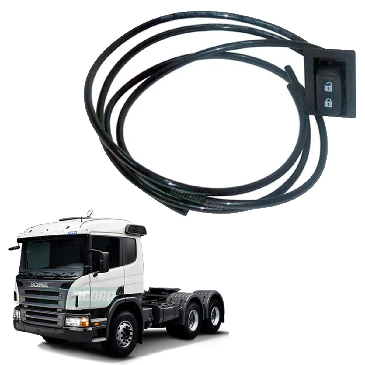 BOTAO TRAVA VOLANTE VALVULA COM CHICOTE PARA SCANIA CAMINHAO P G R T ONIBUS F K 