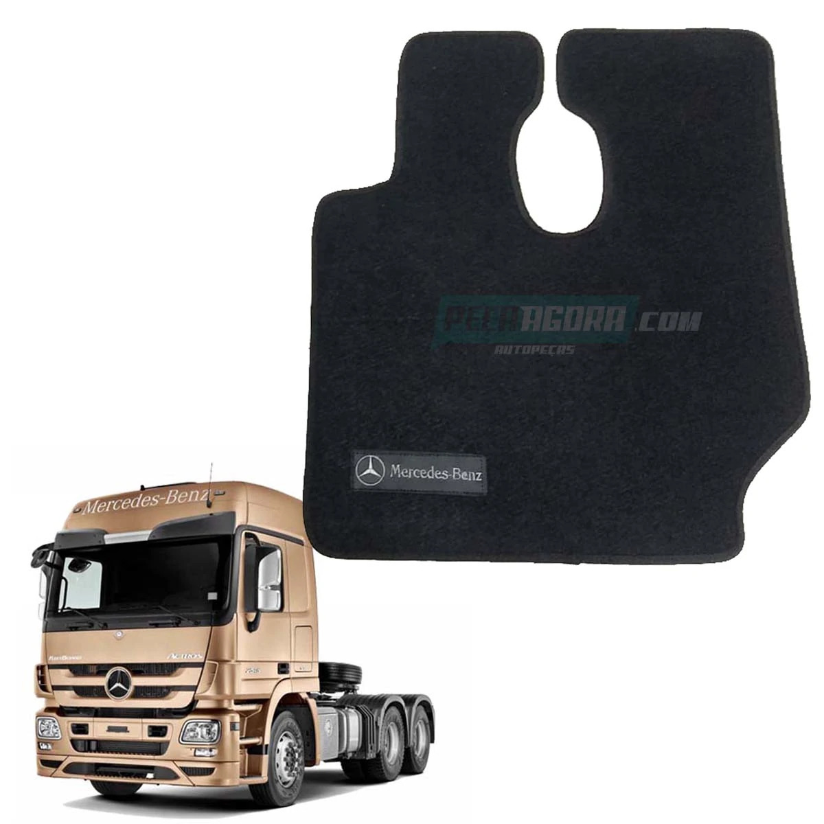 TAPETE CARPETE MOTORISTA ORIGINAL MODELADO C/LOGO MB ACTROS PRETO PREMIUM (46001