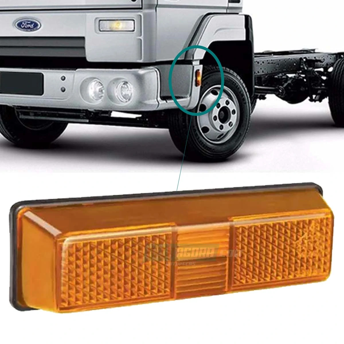 LANTERNA LATERAL PARALAMA FORD CARGO MB 1618 BICUDO SEM SOQUETE AMARELA (442875)