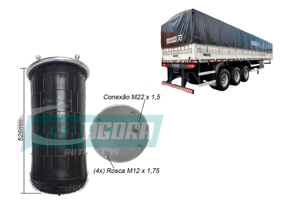 MOLA PNEUMATICA 1T19L-11 EIXO CARRETA RANDON ATE 2005 (212100261-950735-2022CR)