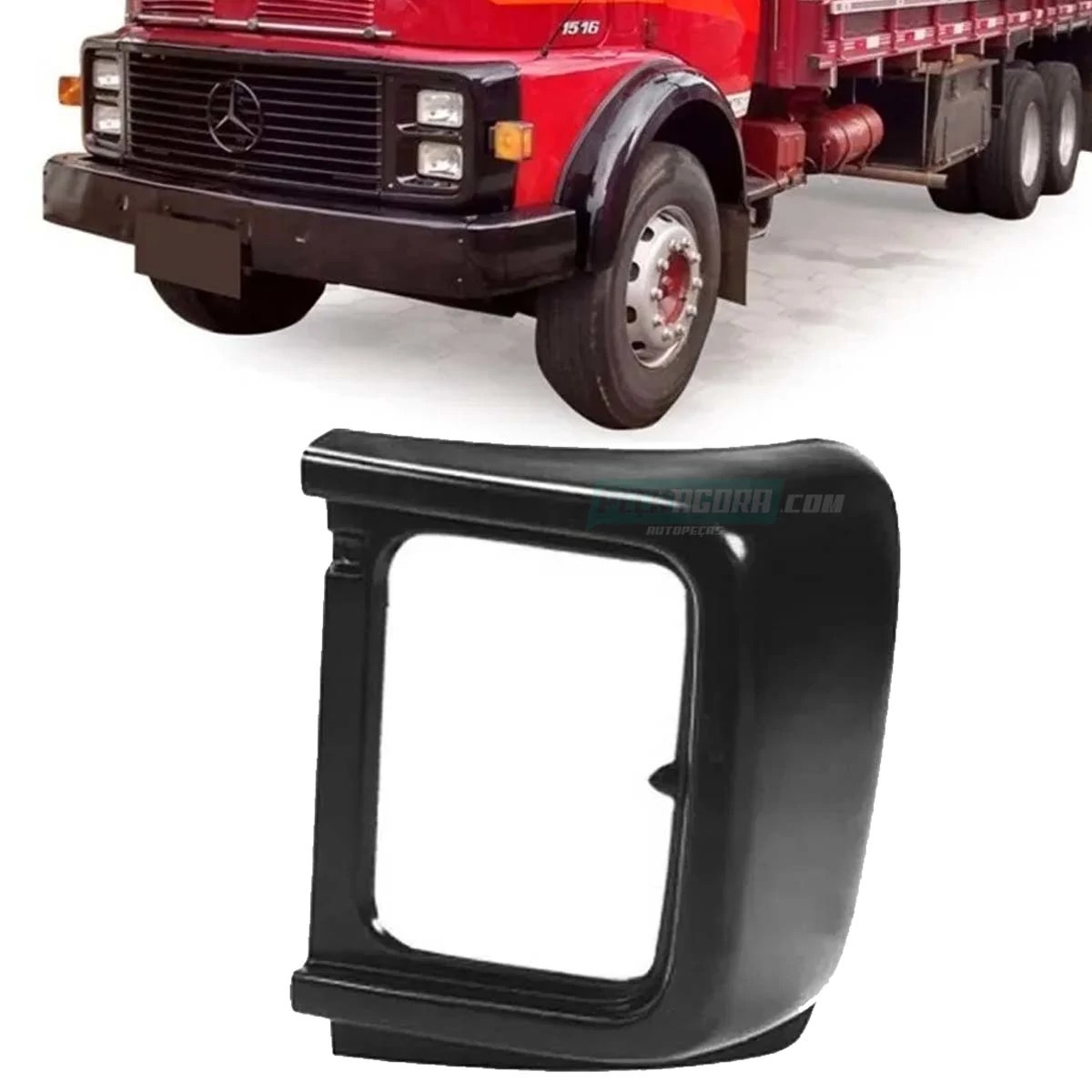 BOJO MOLDURA FAROL ESQUERDO MB 1113 1313 1513 2013 2213 FIBRA (V.3316989489-3316