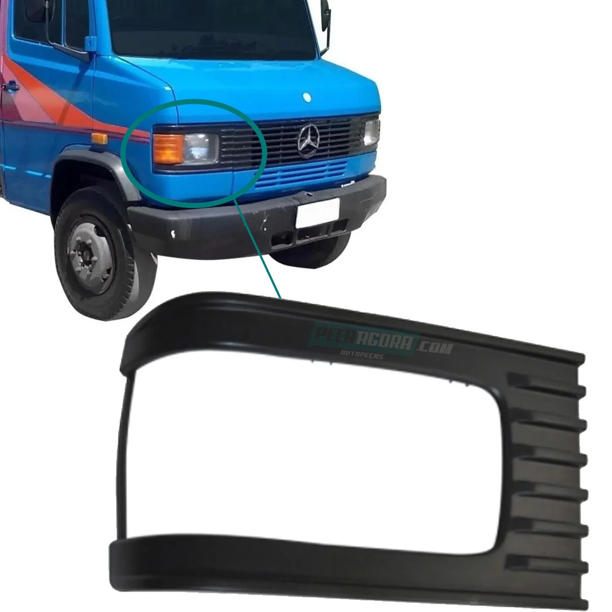 MOLDURA FAROL LD QUADRADA MB 709 710 912 914 MERCEDES BENZ (6706900189_1064D)