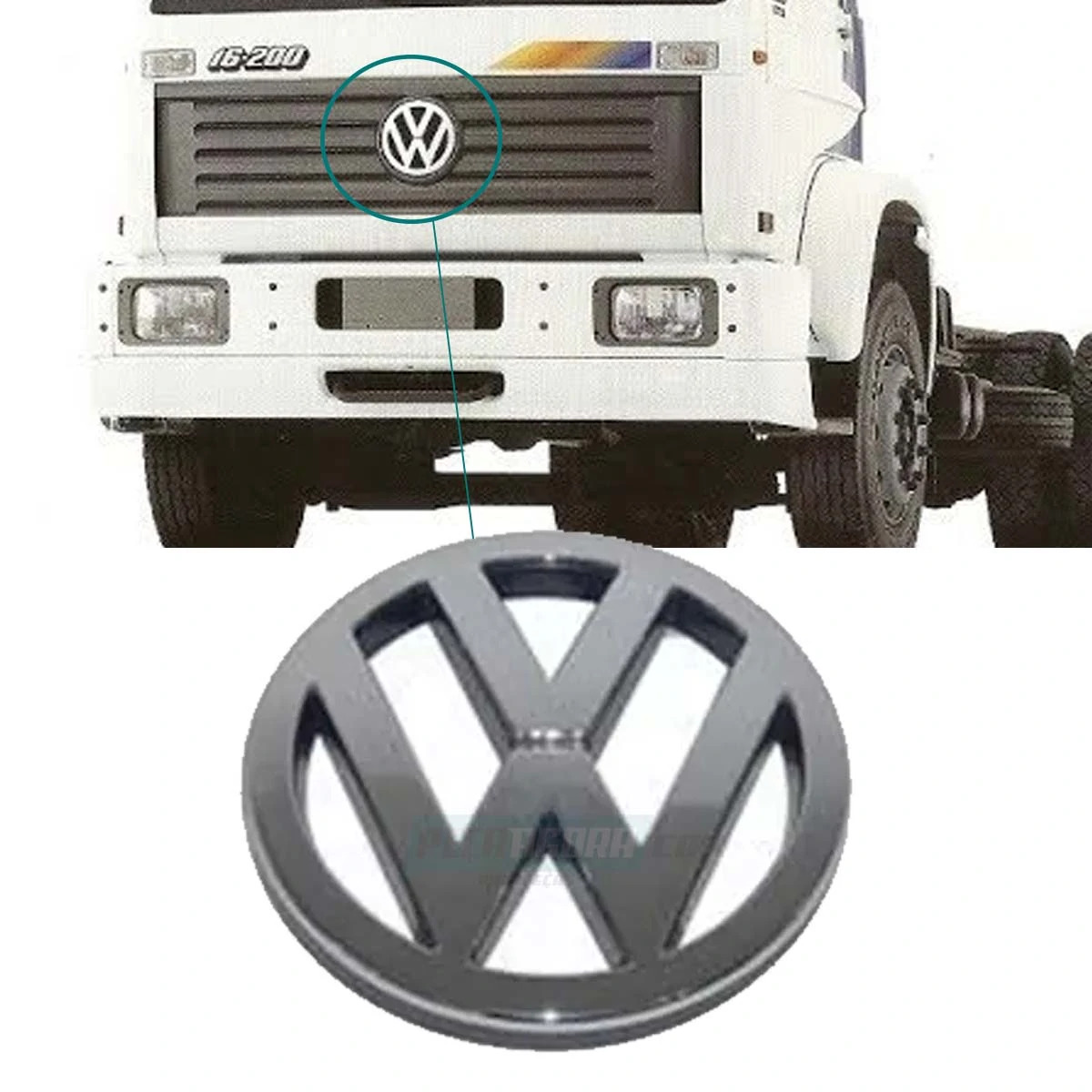 EMBLEMA FRONTAL 230MM VW WORKER 12140H 14150 16170 24220 24250 7100 8100 8140 - 