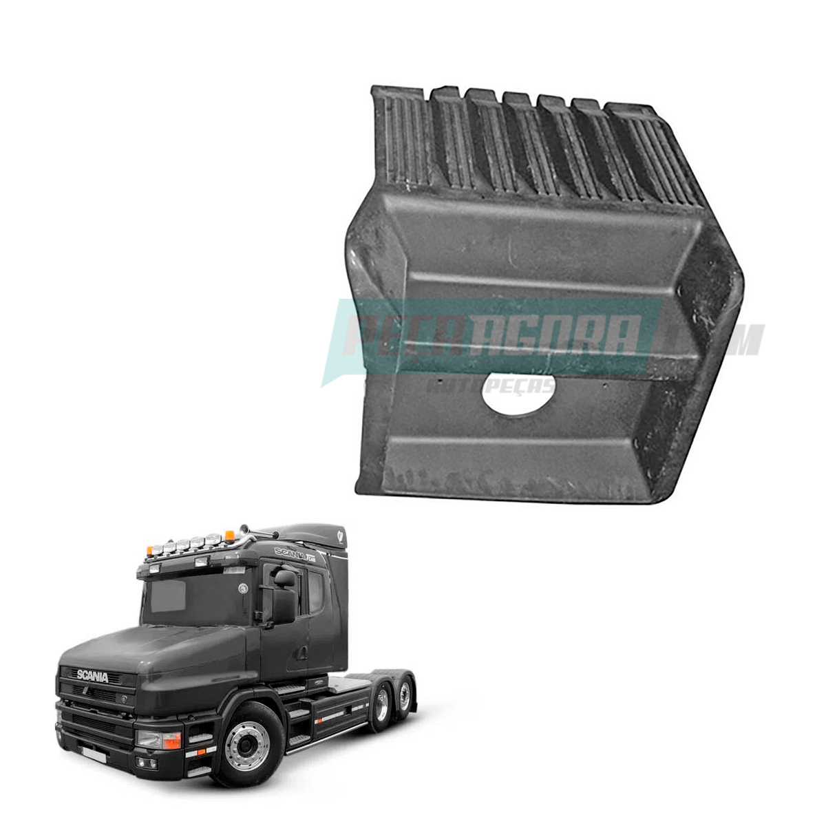 TAMPA CAIXA BATERIA COM ESTRIBO PARA SCANIA T114 R114 SERIE 4 (1482405-1221PT)