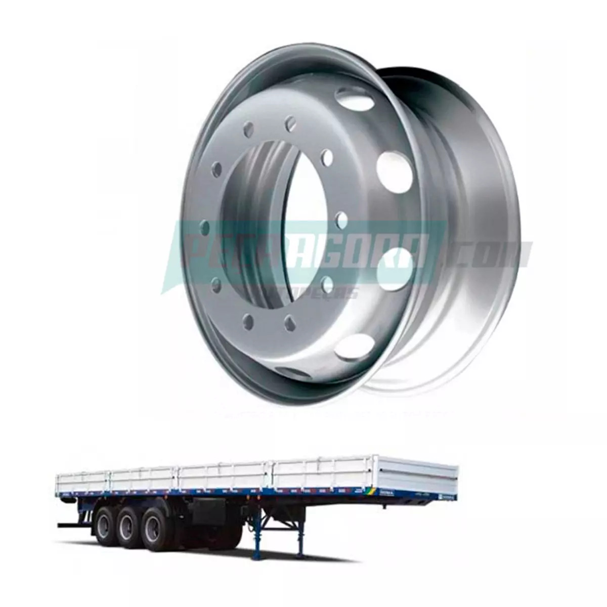 RODA DISCO 8,25 X 22,5 SEM CAMARA PNEU 295 10 FUROS RETOS CARRETA SEMI REBOQUE 
