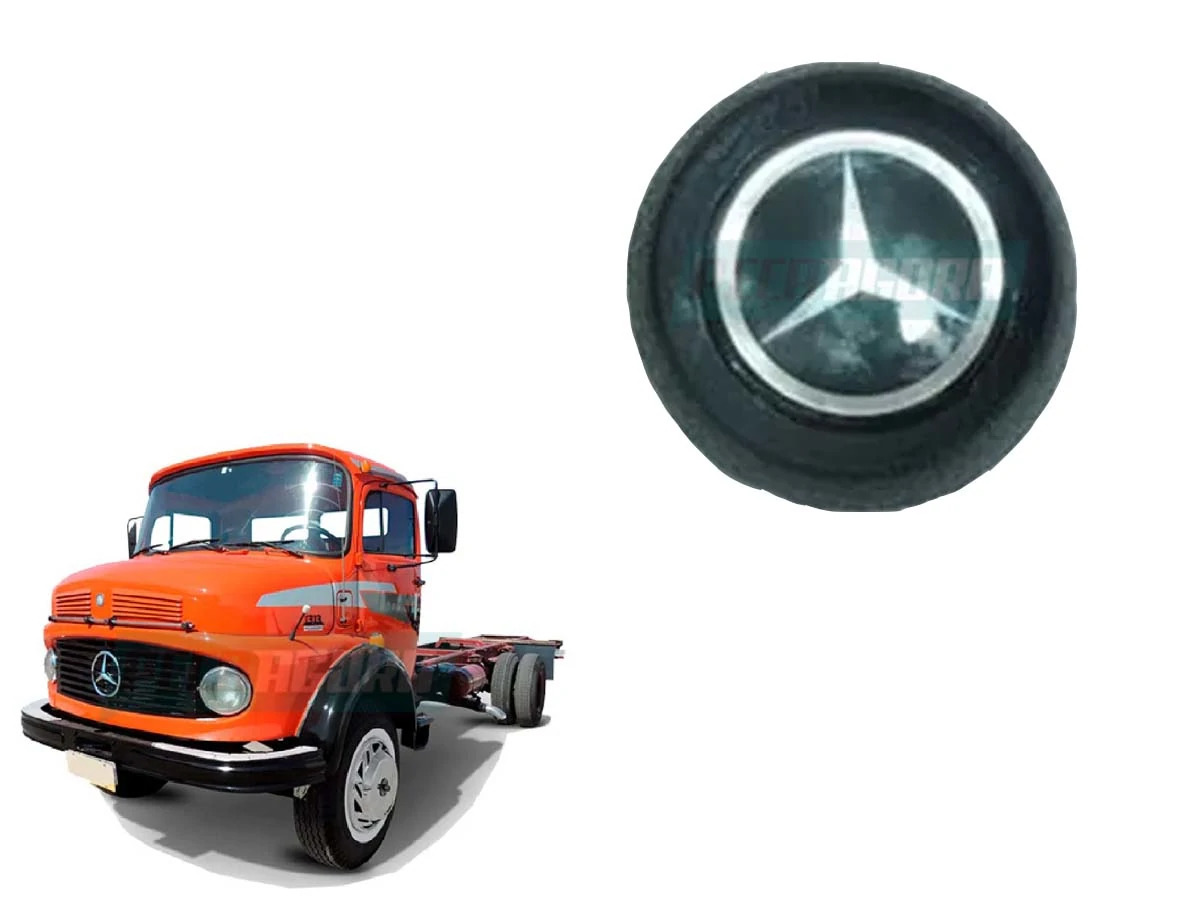  TAMPA VOLANTE DIRECAO C EMBLEMA MB L 1313 1513 2013 - PRETA MERCEDES BENZ (3454