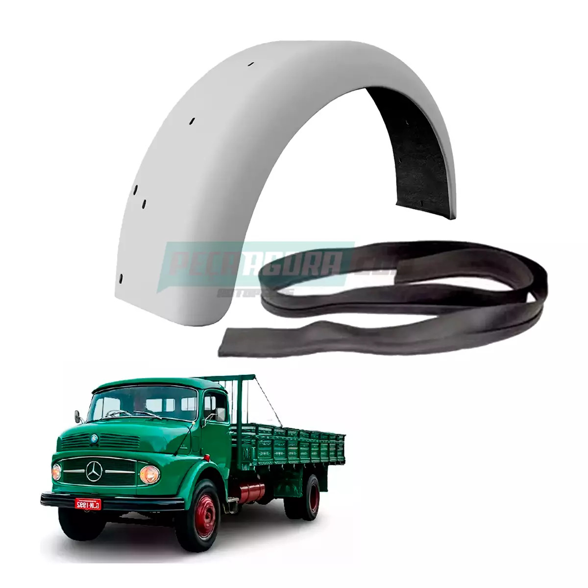 KIT PARALAMA DIREITO + BORRACHA DEBRUM MB 1113 1313 1518 2013 FIBRA BRANCO (K.32