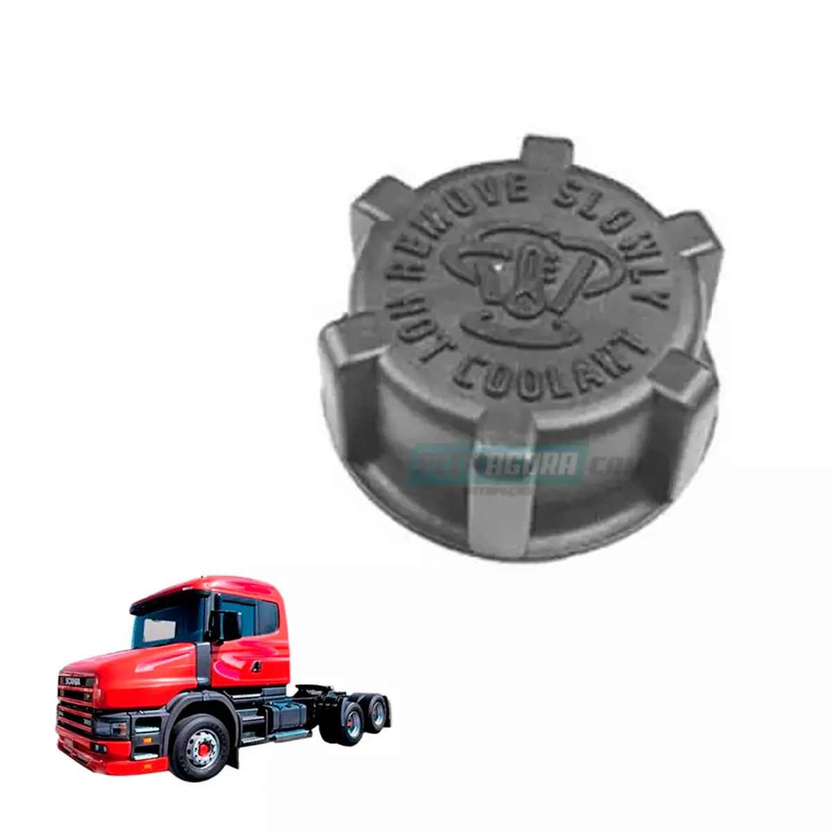TAMPA RADIADOR PARA SCANIA 114/124 SERIE 4 COM VALVULA (1374050/1874363)