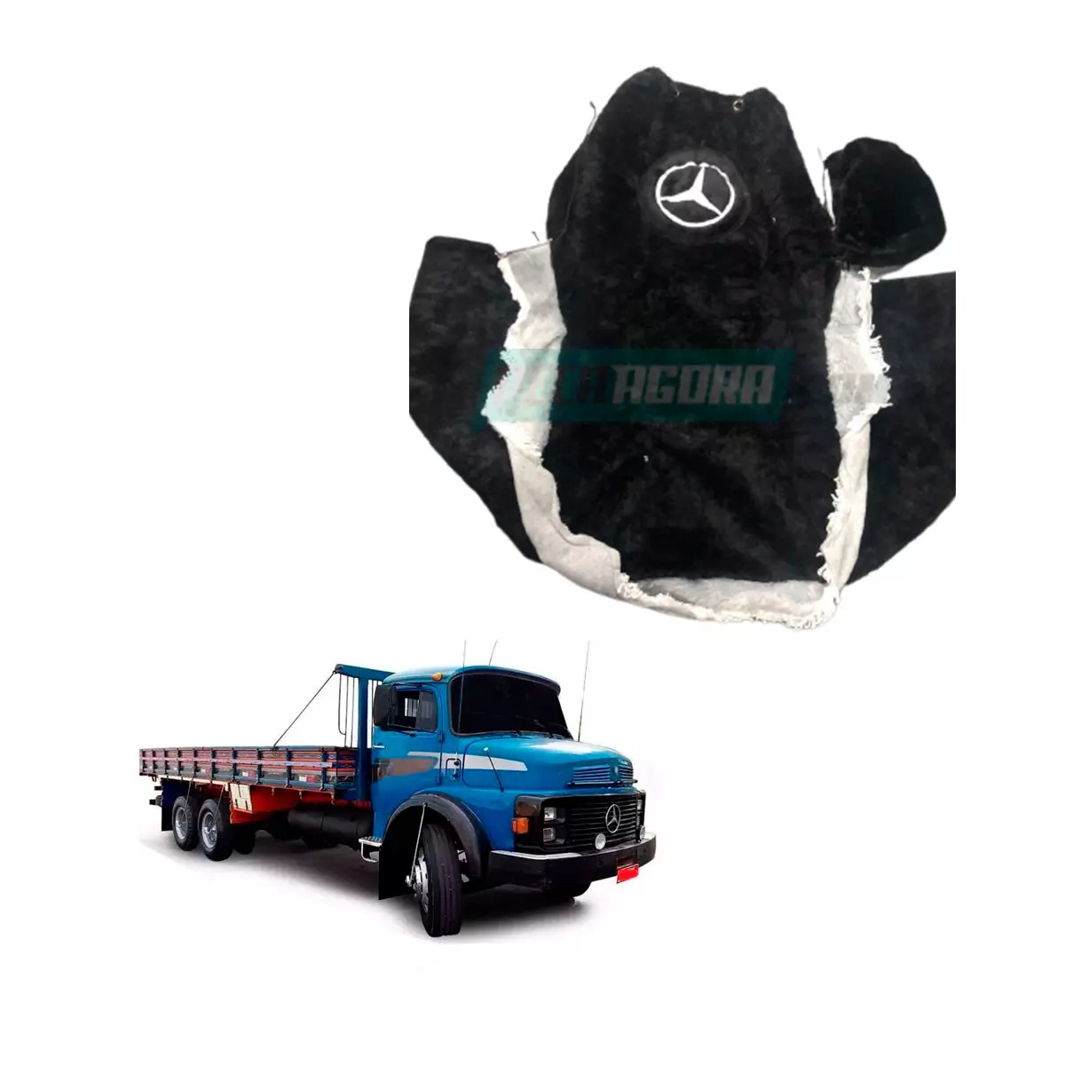 CAPA PELUCIA CHINIL BANCO C/LOGO MB 1113 MOTORISTA GAUCHA PRETA (446223)