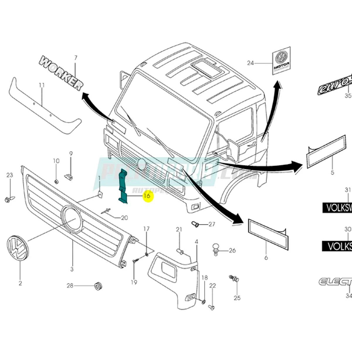 SUPORTE GRADE DIANTEIRA VW 8120 8150 7110 8150E 9150E
