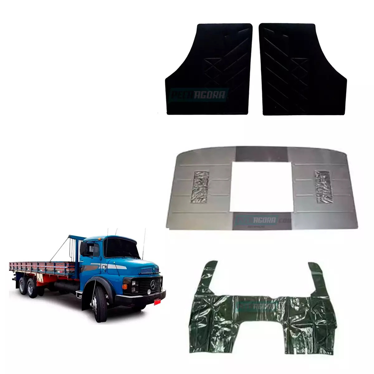 PAR FORRO PORTA + FORRO TETO + TAPETE VINIL PRETO MB 1113 2013 CABINE ALTA 1114 