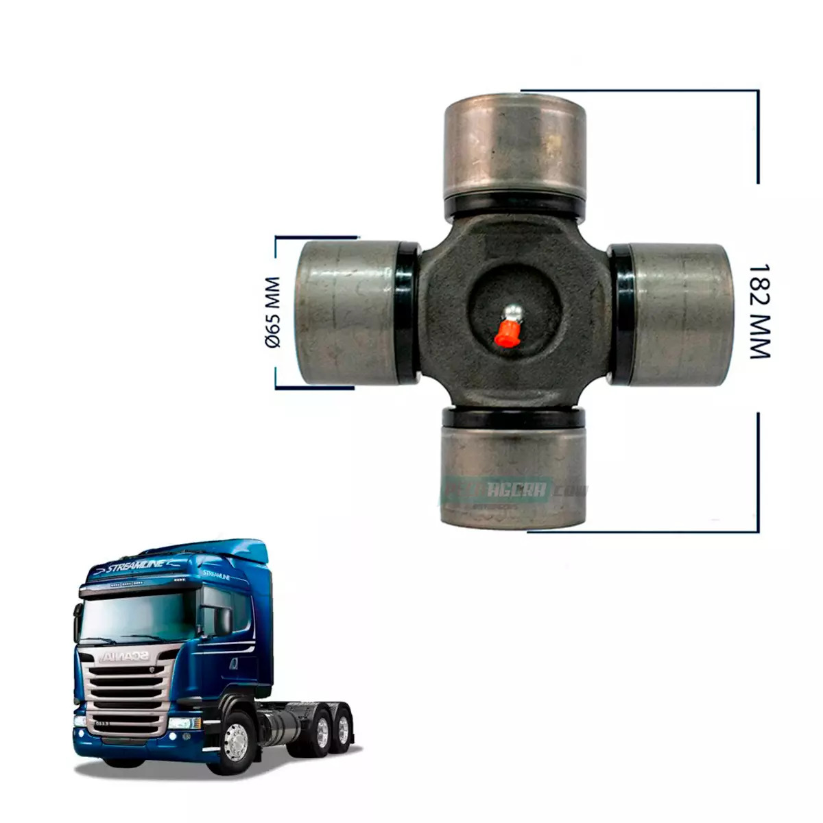 CRUZETA CARDAN PARA SCANIA 440 A=182 MM B=65 MM (2206207)