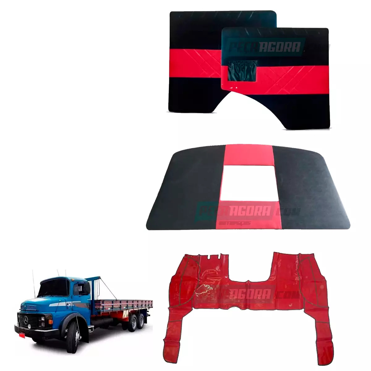 PAR FORRO PORTA + FORRO TETO + TAPETE VINIL VERMEHLO MB 1113 2013 CABINE ALTA 11