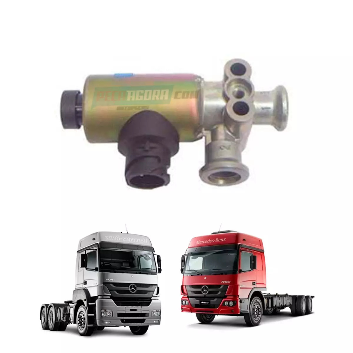 VALVULA SOLENOIDE FREIO MOTOR 24V MB ATEGO AXOR O500 O400 OF1417 OF1418 MERCEDES