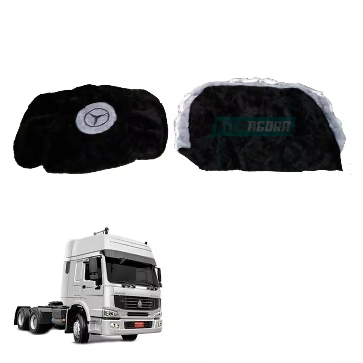 CAPA PELUCIA CHINIL BANCO C/LOGO SINOTRUCK MOTORISTA/CARONA GAUCHA PRETA (436195