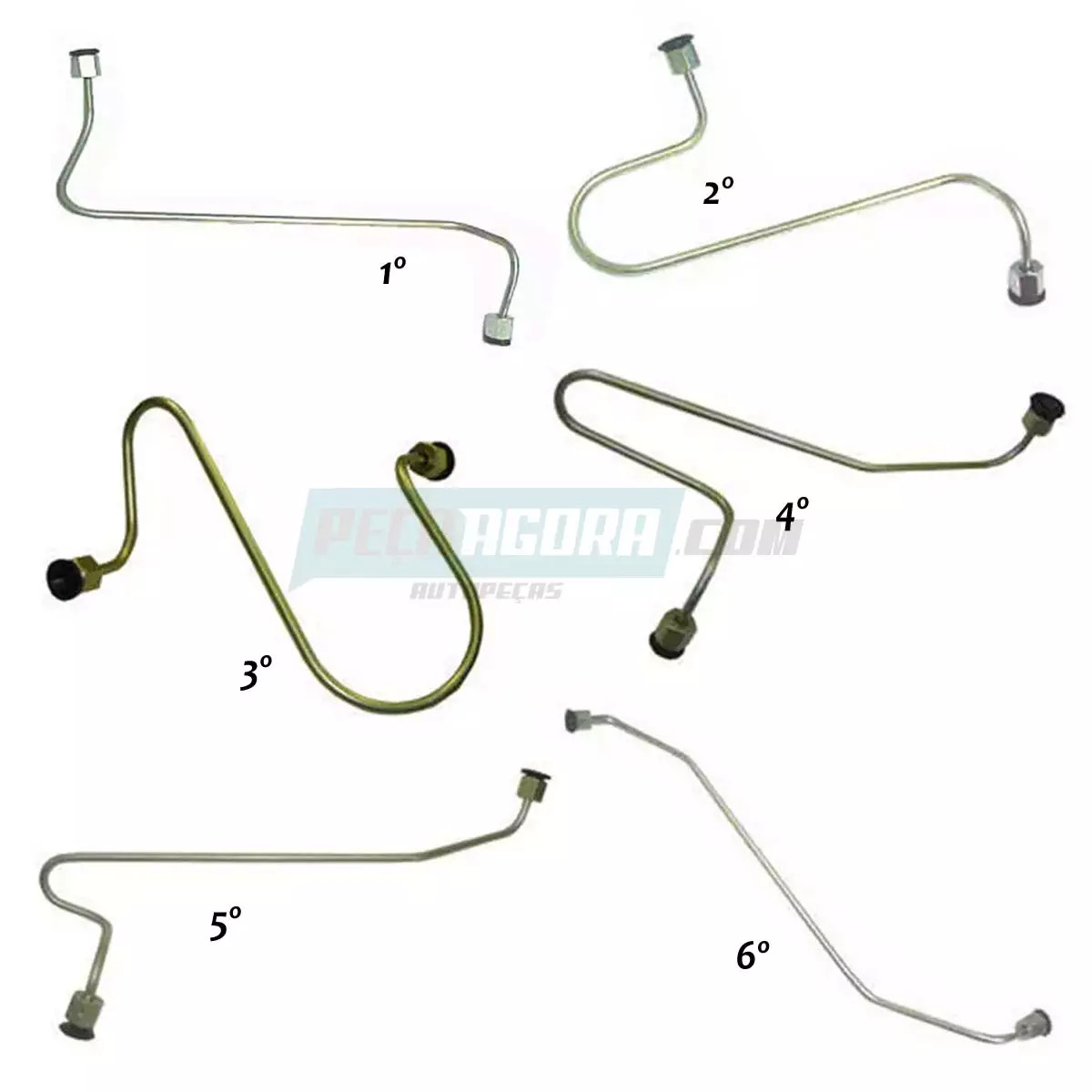 KIT 6 CANOS TUBO INJETOR CILINDRO 1 2 3 4 5 6 MB MOTOR OM355 1519 2219 1520 1525