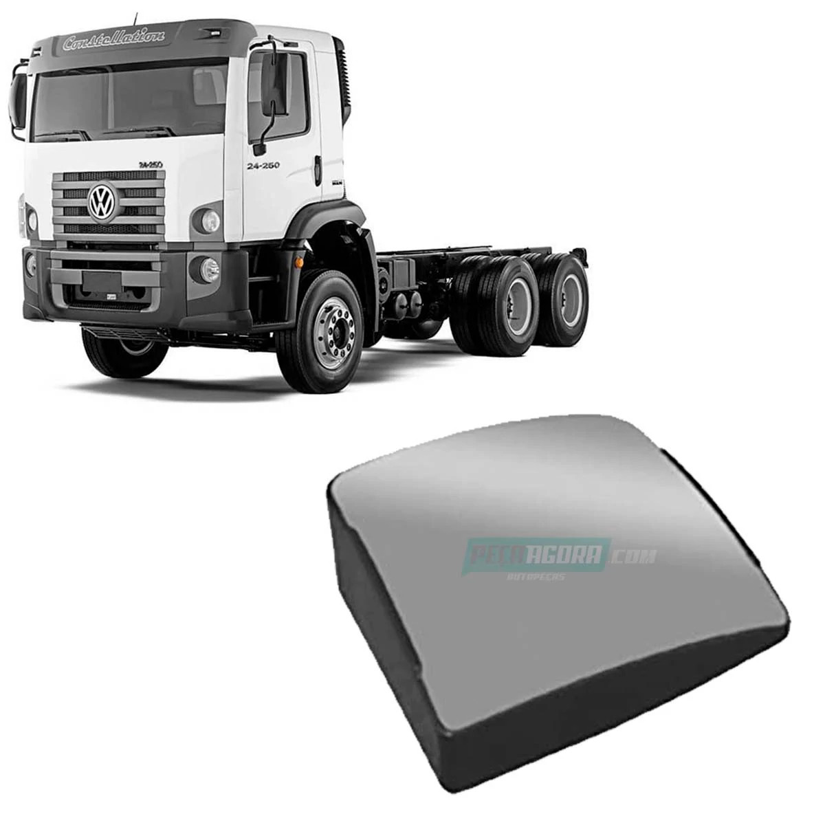 VIDRO RETROVISOR MENOR DIR BIPARTIDO VW CONSTELLATION 19320 25320 19370 25370 26