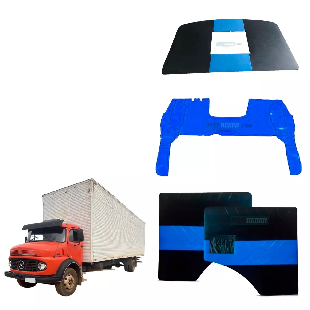 PAR FORRO PORTA + FORRO TETO + TAPETE VINIL AZUL MB 1113 2013 CABINE ALTA 1114 1