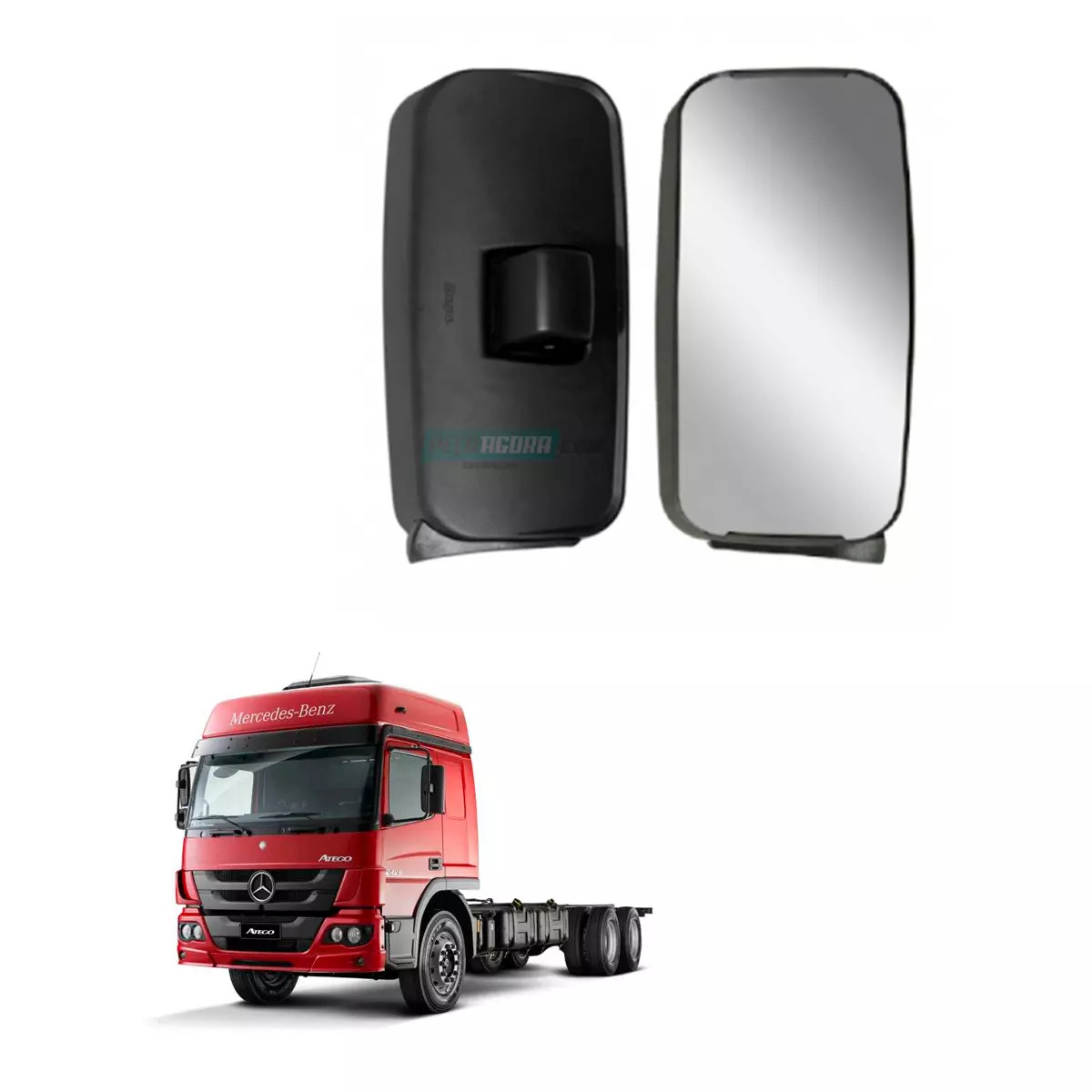 ESPELHO RETROVISOR MANUAL ESQ MB ATEGO AXOR 2014... C AQUECEDOR 24V (0008102079-