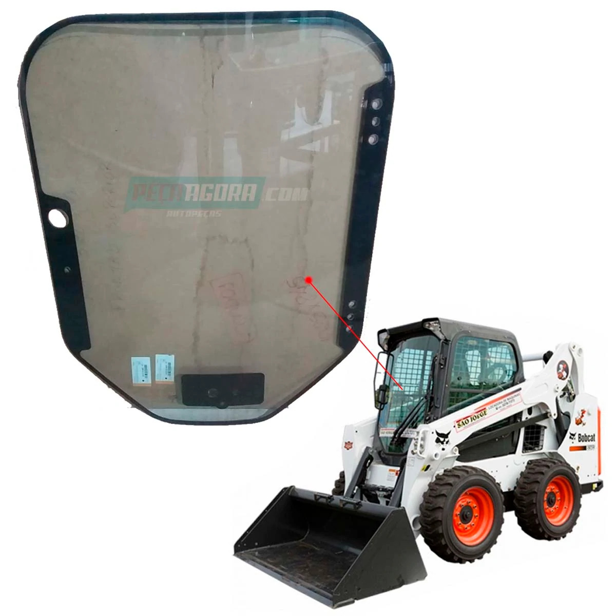VIDRO PORTA 7120401 MINI CARREGADEIRA BOBCAT S510 S530 S550 S570 S590 S630 S650 