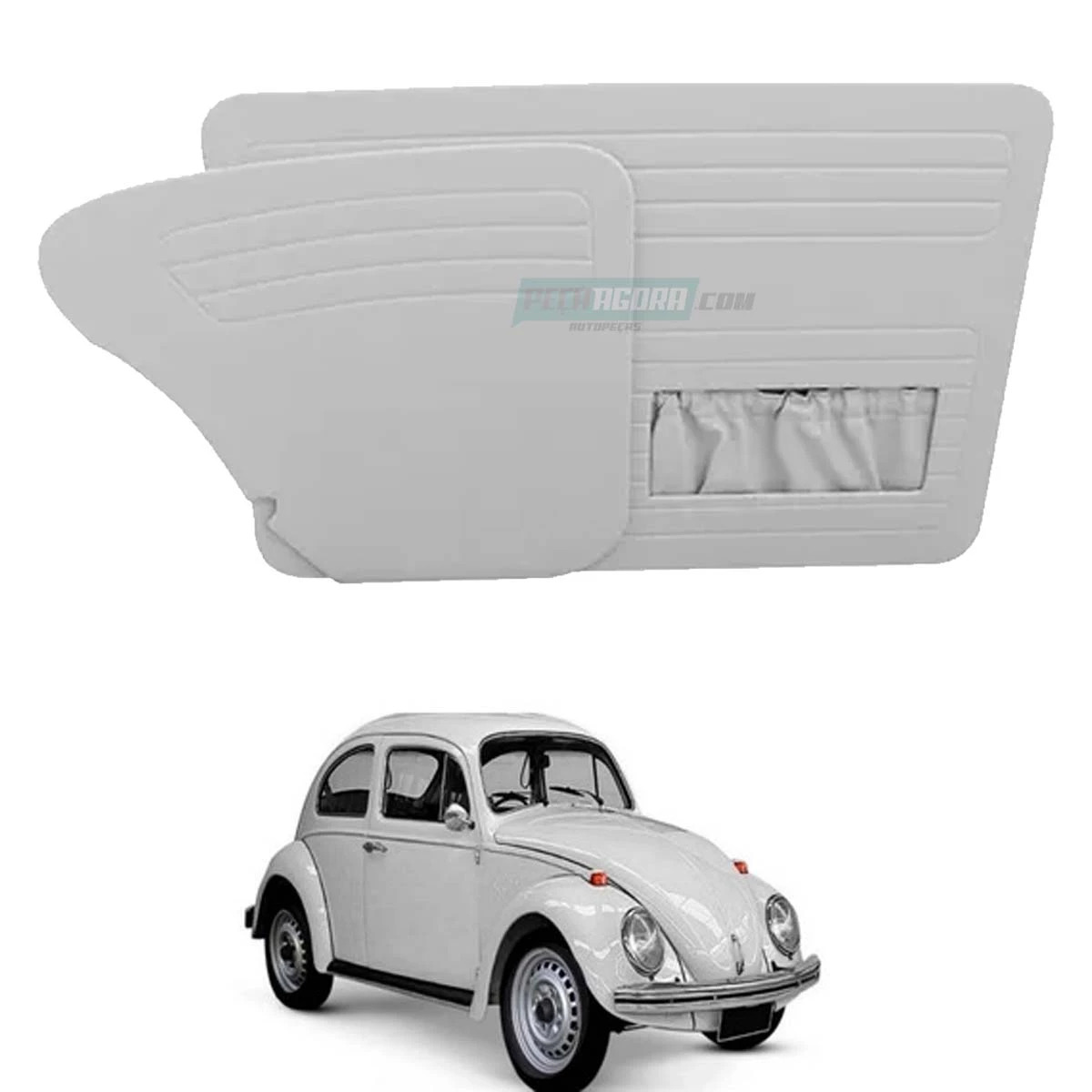 PAR FORRACAO PORTA + LATERAL TRASEIRA BRANCO C/BOLSA FUSCA ATE 77 69 70 71 72 73