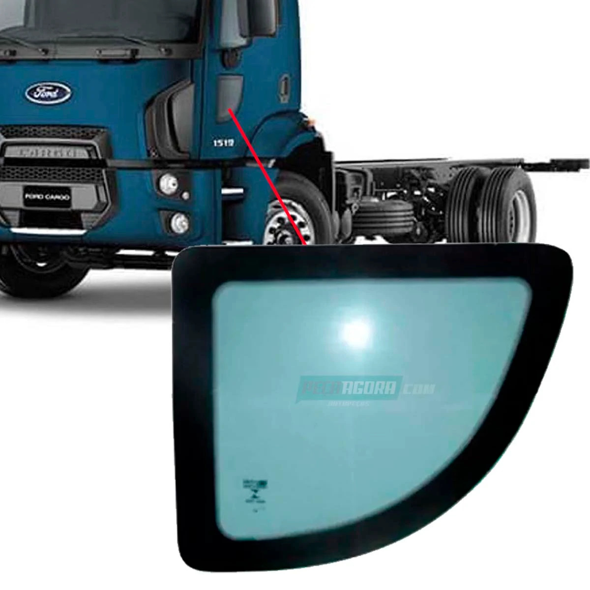 VIDRO VIGIA FIXO PORTA ESQ FORD NOVO CARGO 1317 1517 1717 1722 1932 2422 2428 26