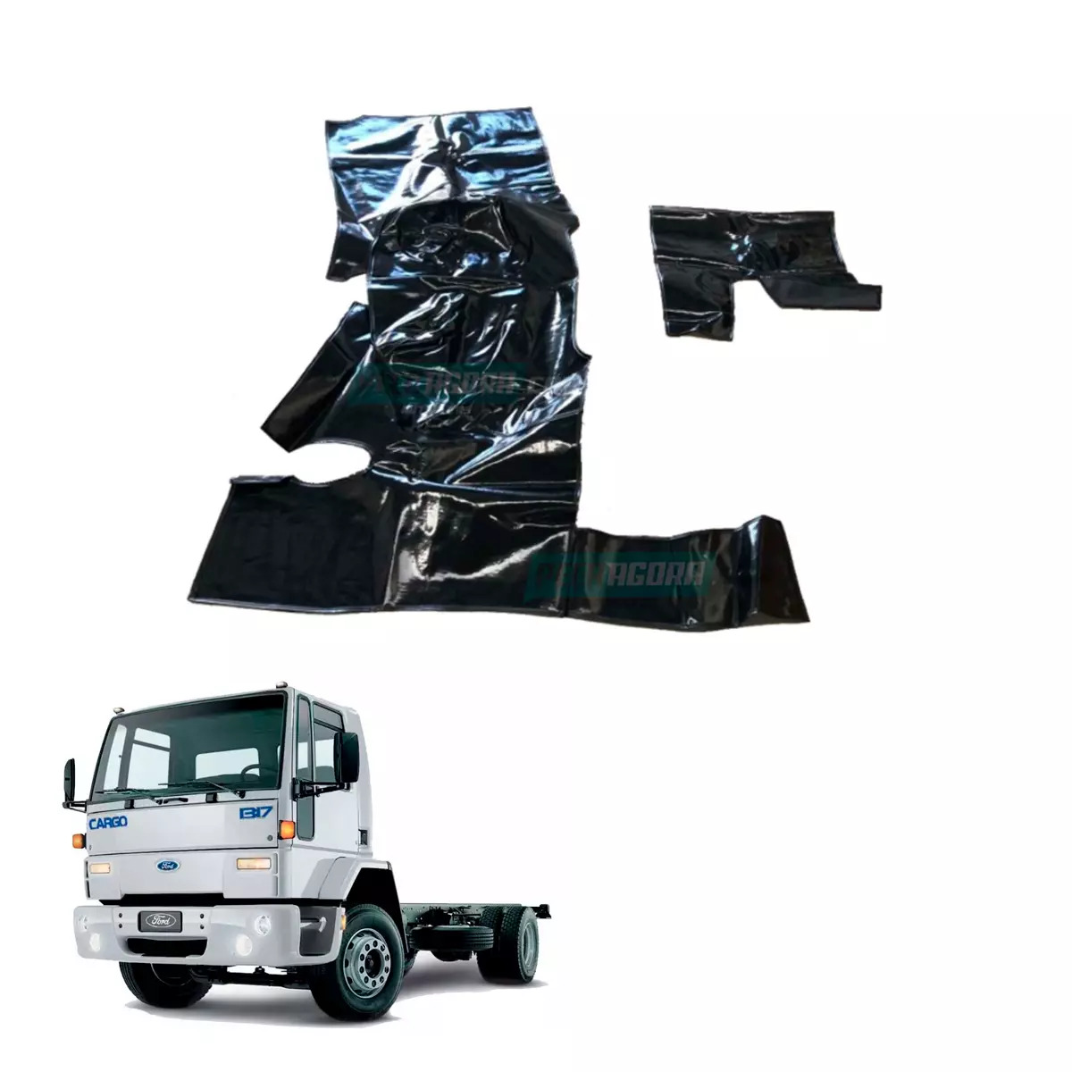 TAPETE VINIL PRETO FORD CARGO 1985 A 2005 SEM CAPO (PUES232P)