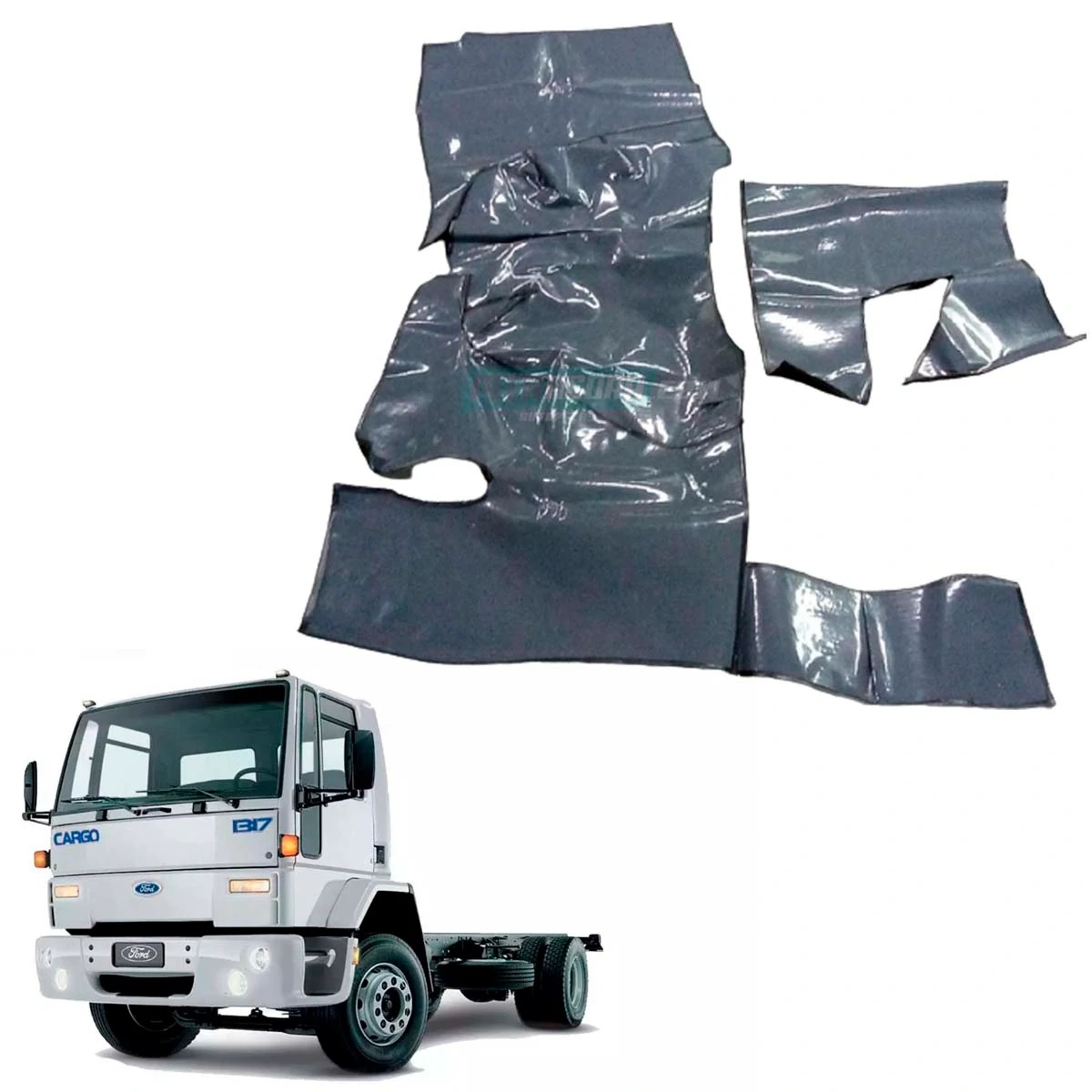 TAPETE VINIL CINZA FORD CARGO 1985 A 2005 SEM CAPO (PUES232C)