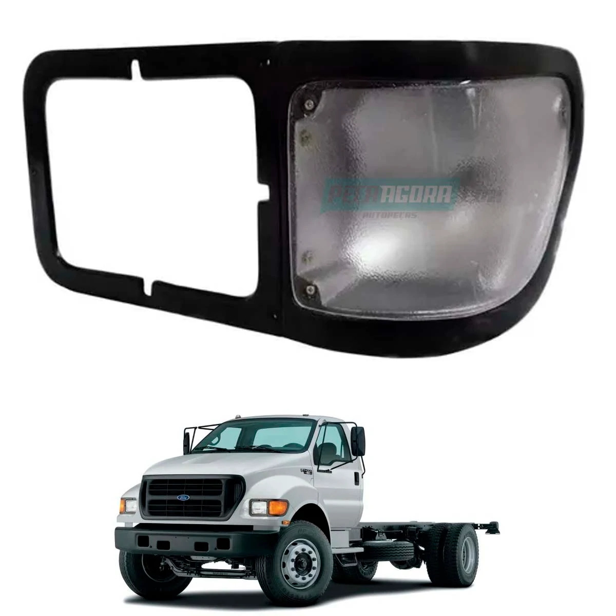 PISCA CRISTAL MOLDURA FAROL ESQUERDA FORD F12000 F14000 F16000 98 A 2005 PITBULL