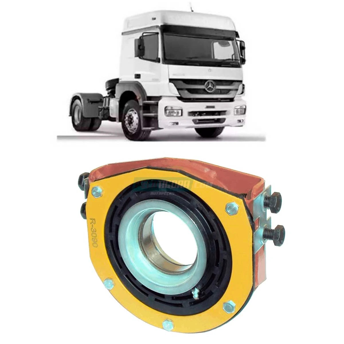 SUPORTE EIXO CARDAN COM ROLAMENTO INTERNO MB AXOR 3340 3344 (6564110012,)