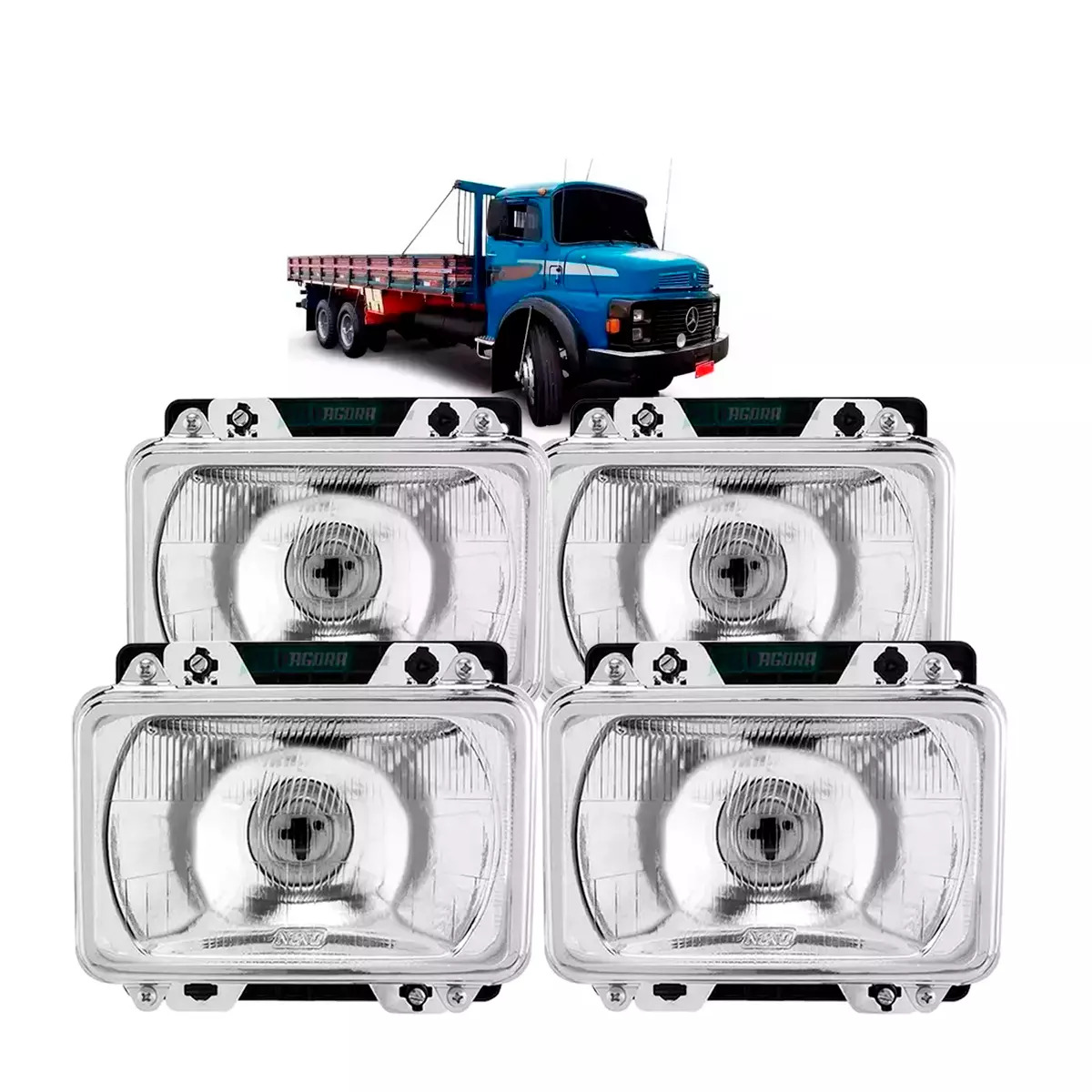 JOGO FAROL MB 1113 1114 1313 1513 2013 CARA PRETA O500 LENTE VIDRO (K.CX.3318209