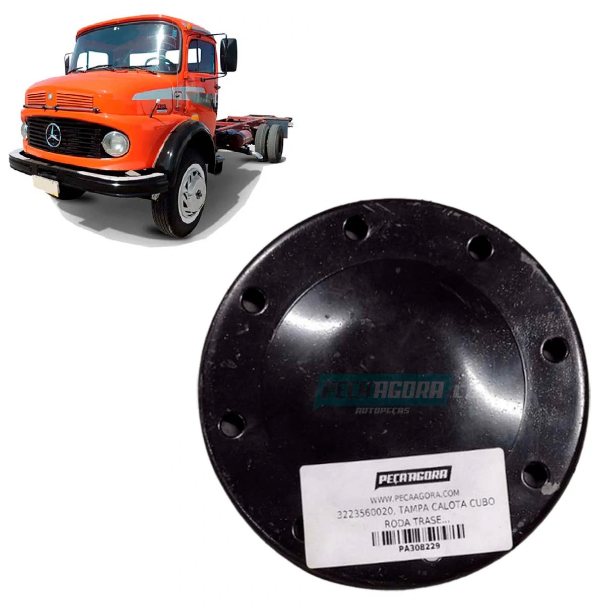 TAMPA CALOTA CUBO RODA TRASEIRO MB L 1313 1513 2013 2213 0362 (3223560020,)