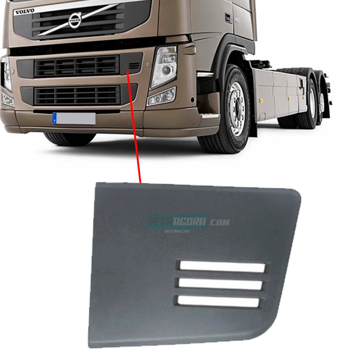 TAMPA GRADE DIANTEIRA SUPERIOR ESQUERDA VOLVO FM DE 2009 A 2014 (82266439.)