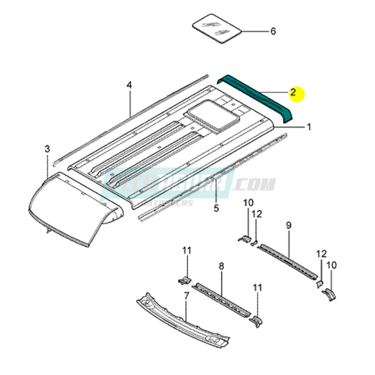 PAINEL TRASEIRO TETO FORD TRANSIT VAN 2008 DIANTE (YC15V50200AB)
