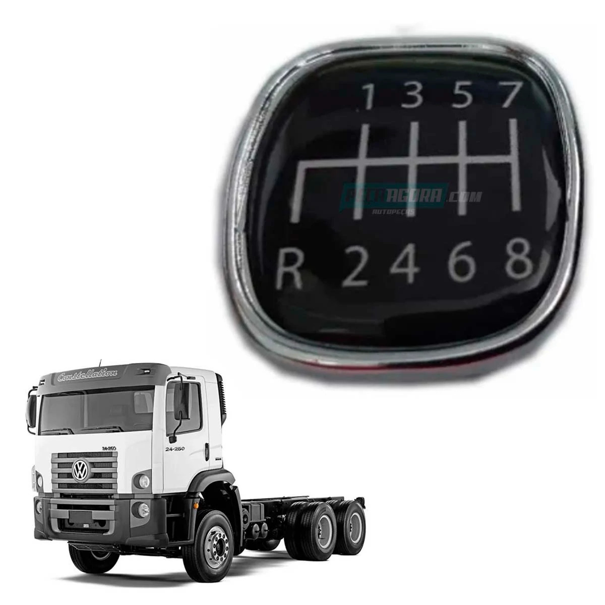 TAMPA DA MANOPLA 8 MARCHAS ALAVANCA MUDANCA PRETO VW CONSTELLATION 17250E 24250E