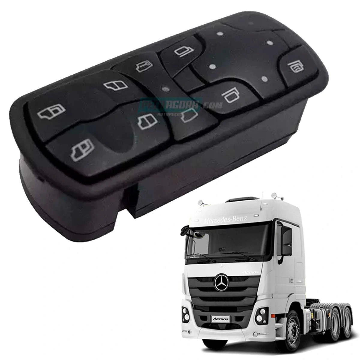 INTERRUPTOR VIDRO ELETRICO ESQ COMPLETO MB ACTROS 1831 1848 2031 2532 2548 2631 