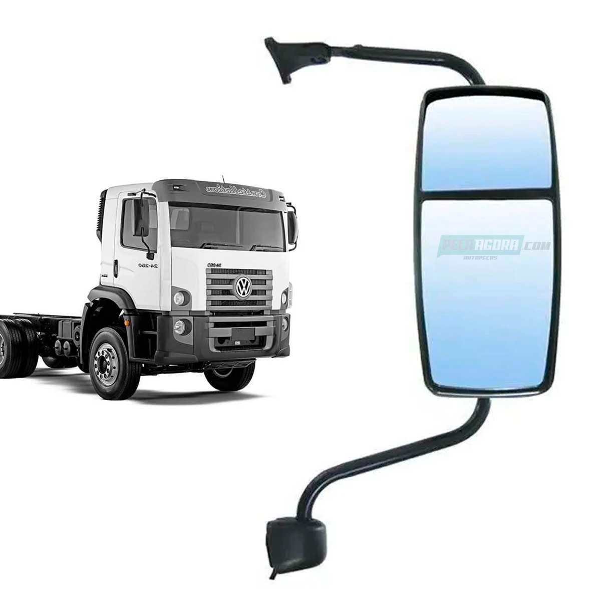 RETROVISOR DIREITO COMPLETO MANUAL BIPARTIDO SEM DESEMBACADOR VW CONSTELLATION (