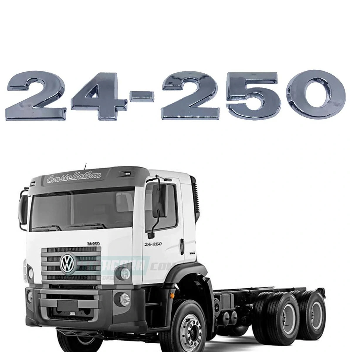 EMBLEMA 24-250 CROMADO VW CONSTELLATION 24250 VOLKSWAGEN ATÉ 2012 (K.MODEMBL242