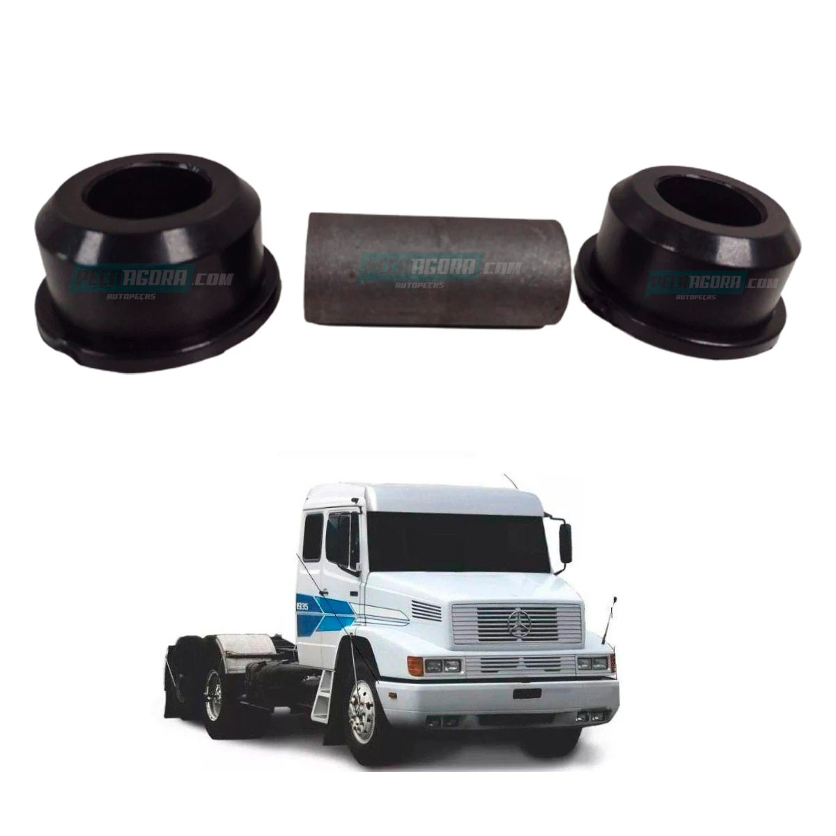 BUCHA AMORTECEDOR DIANTEIRO COM TUBO MB 1620 1935 POLIURETANO (0083230285,)